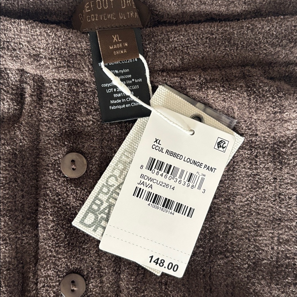 Barefoot Dreams CozyChic Ultra Lite Rib Lounge Pants in Java Size XL NWT - Picture 4 of 8